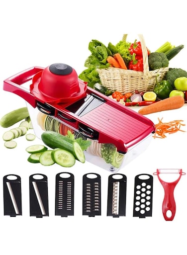 Anstar Vegetable Chopper Mandoline Slicer,6 in 1 mandoline slicer cutter chopper and grater with Hand Protector, Interchangeable Blades - for Cutting Onions, Potatoes, Carrots and Other Fruits