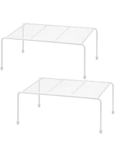 ROFAY Kitchen Cupboard Organiser-2 Pack Metal Wire Storage Shelf Insert Rack for Kitchen Countertop, Pantry, Cabinet, Fridge