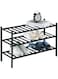 ORiTi Bamboo Shoe Rack 3 Tier Stackable Shoe Shelf Shoes Organizer Standing Shoe Stand Stable and Study for Closet Entryway Hallway Bedroom Floor Dorm Black 69x46x28cm