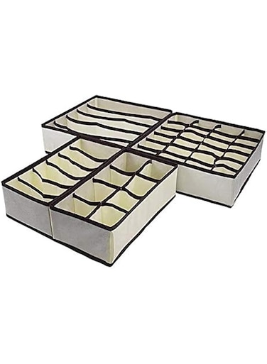 DLONG Collapsible Storage Organizer Divider Boxes for Bra Underwear - 4 Set