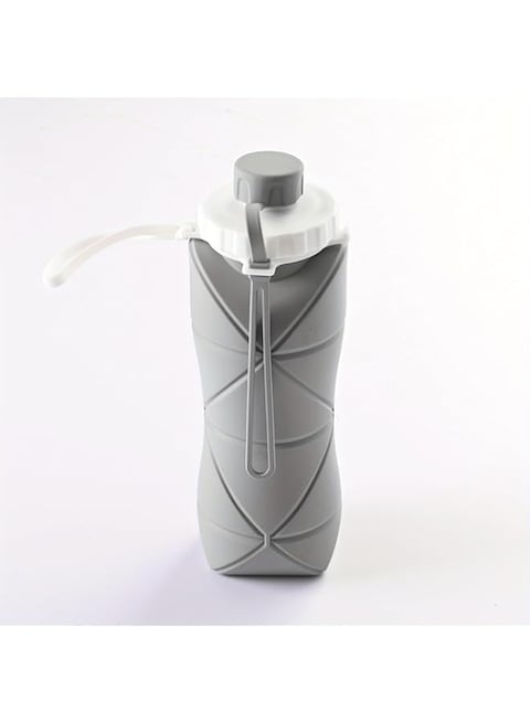 Telescopic Collapsible Sports Water Bottle, 600ml/20.3oz Heat Resistant Food Grade Silicone Water Cups, Foldable Silicone Portable Water Jugs, For Camping, Fitness, (Grey)