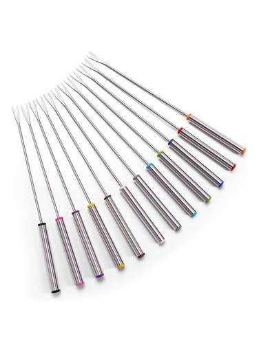 Marshmallow Roasting Sticks Stainless Steel Fondue Forks with Heat Resistant Handle for Chocolate Fountain Cheese Fondue Set of 12