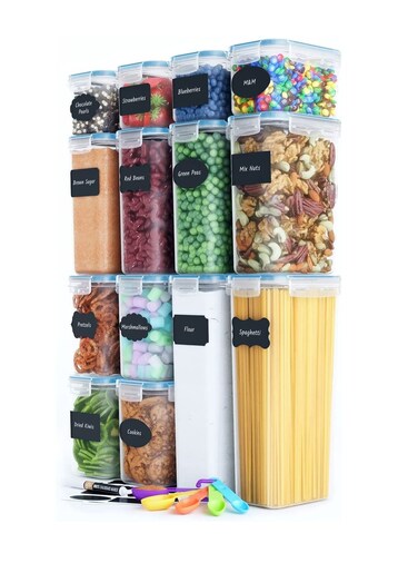 TYCOM Meal Prep Container, Airtight Food Storage Container Set of 14 pcs ,Re-usable Plastic Food Containers, Stackable Kitchen Organizer Boxes, Tupperware, BPA Free &amp; Microwave Freezer Dishwasher Safe