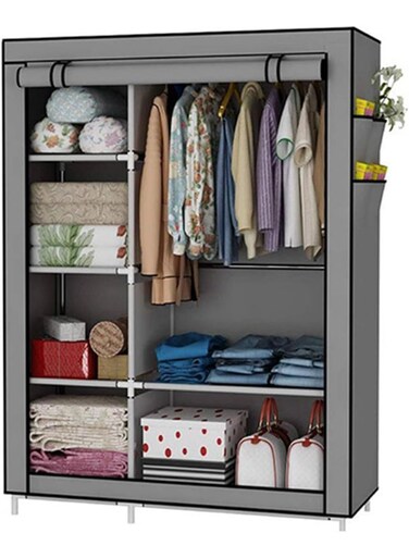 Portable Wardrobe Closet Organizers, No-Woven Fabric Wardrobe with 4 Side Pockets, Clothing Storage for Bedroom, Livingroom