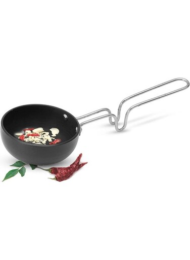 Pro cook Hard Anodized Tadka Pan, 12 cm, Dark Grey   Vaghar Pan   Chounk Pan   Baghar Pan   Flame Safe   Gas Stove Safe   Stainless Steel Wired Handle   Scratch resistant