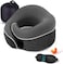 Neck Pillow, Chin Support, Adjustable 100% Pure Memory Foam, Ergonomic Design, Soft Full Neck Surround Pillow for Home, Airplanes, and Car (Black)