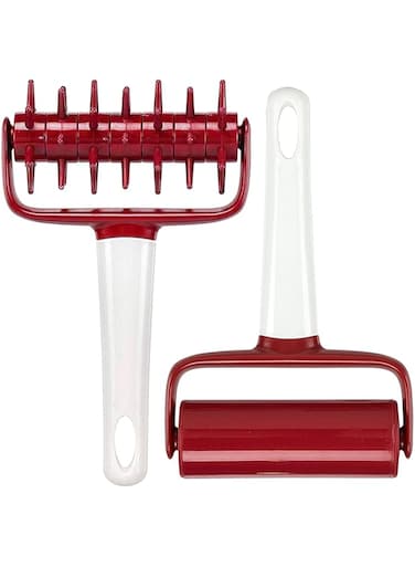ELECDON 2 Pieces Pizza Dough Roller and Docker Set, Pastry Pizza Pie Roller Rolling Pins and Time-Saver Pizza Dough Docker