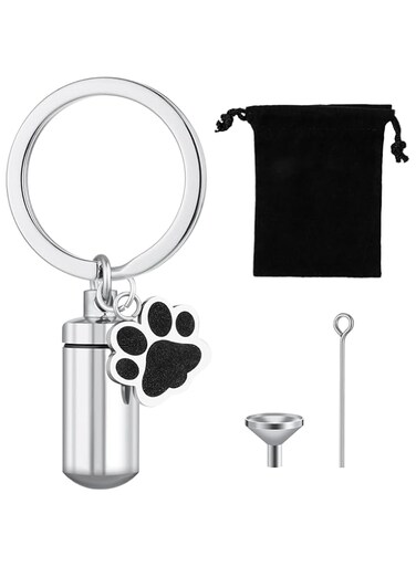 NALACAL Pet Urns Keychain for Dog Cat Ashes with Storage Bags Small Pet Cremation Keepsake Pend Paw Print Memorial Urn