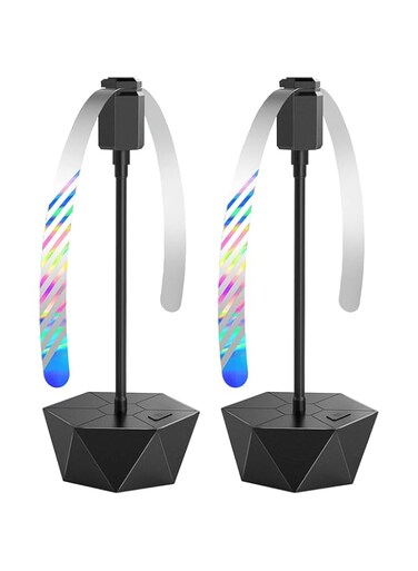 HBSTUDIO Fly Fans for Tables, Practical Fly Repellent Fan with Soft Blades, Soundless and Portable Fly Fan Keeps Your Food Clean(2 Pack，AA Battery version)