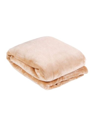 Box Flannel Blanket Polyester Beige 150x220cm