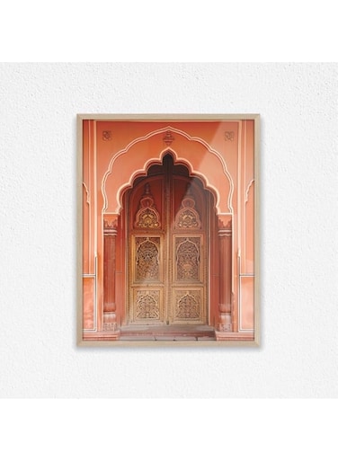 Art Decor Personalized Wall Customizable Indian Wooden Door Durable Polymer Frames with Hooks for Bedroom Office Home Decoration and Gifting 30x40cm (Light Oak, S)