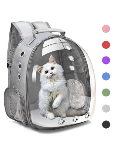 Henkelion Cat Backpack Carrier Bubble Carrying Bag, Small Dog Backpack Carrier for Small Medium Dogs Cats, Space Capsule Pet Carrier Dog Hiking Backpack, Airline Approved Travel Carrier - Grey
