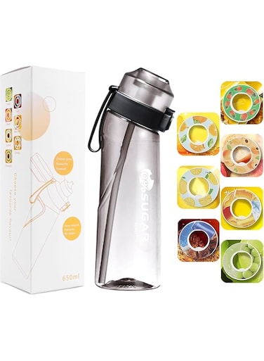 MIOTEQ 650ML Sports Air Water Bottle，7 Flavour Pods，BPA Free Starter Up Set Drinking Bottles, Fruit Fragrance Water Bottle,0% Sugar Water Cup for Gym and Outdoor