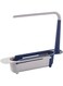 ELECDON Telescopic Sink Holder, Rack Adjustable Length Telescopic Sink Storage Rack Holder Storage Sponge Soap Holder with Dishcloth Hanger Expandable Storage Drain Basket for Home Kitchen, Blue