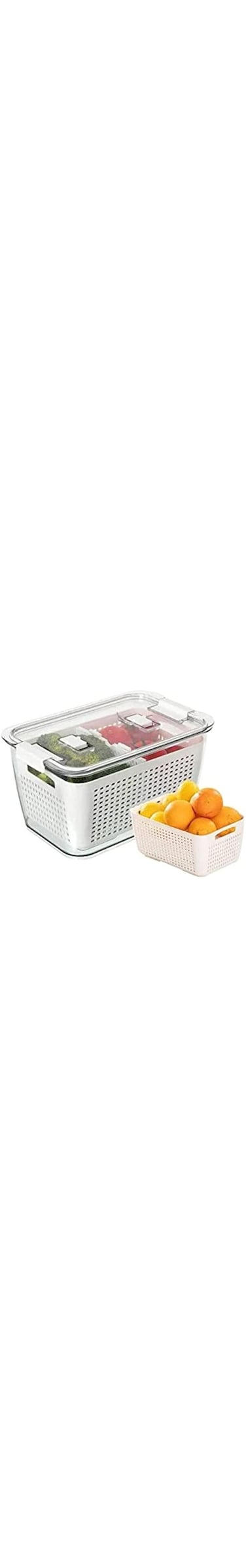 Homesmiths Medium Fridge Storage Container with Double Layer Fruit Basket 20 x 13.5 x 11.5cm