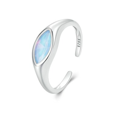 S925 Sterling Silver Platinum Plated Devil Eye Open Ring(BSR523-E)