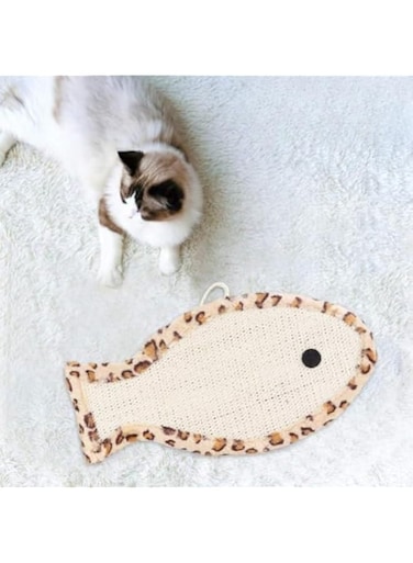 PETSARY Fish Shape Hanging Natural Sisal Cat Scratcher Claw Mat   Silas Cat Fish Scratcher Leopard Print Design   Funny Interactive Pet Playing Toy   Kitty's Health and Good Behavior (Animal Print)