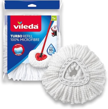 Vileda Turbo Classic refill   pack of 1  suitable for all Vileda spin mop systems  for hard floor surfaces   removal of over 99% of bacteria with just water