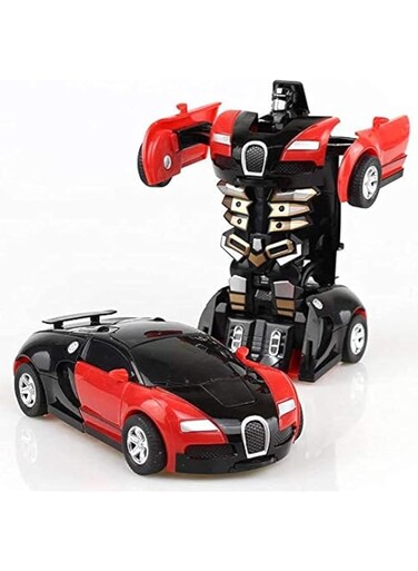 COOLBABY Transformation Robot car toy deformation Bugatti Veyron car Model For Kids- red