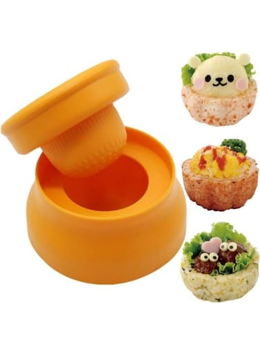 Onigiri Mold, Rice Ball Maker, Orange Plastic, Rectangular Prism, For Mashed Potato, Meat, Chicken, Party, Picnic, Children's Lunch