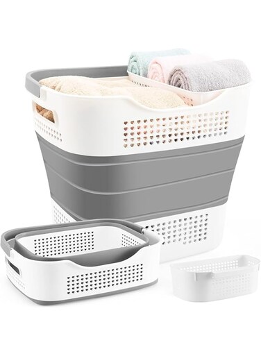 Joyzzz Collapsible Laundry Basket, 40L Foldable Plastic Washing Clothes Bin Container with Handled, Multi purpose Organizer Storage Washing Basket, Laundry Basket for Dorm and Family