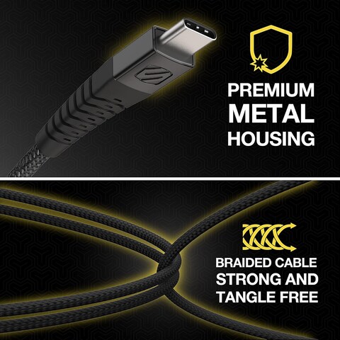 Scosche STRIKELINE HD Premium Heavy-Duty USB-C to USB-C Cable 1.2m Black HDCCB4-SP