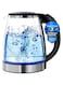 Pomefar Electric Kettle, 1.8L Glass Kettle for Coffee &amp; Tea, 1500W Fast Boil Hot Water Boiler with Blue LED, Boiling Water Kettle Stainless Steel, Hot Water Kettle Electric &amp; Heater with Auto Shut-Off