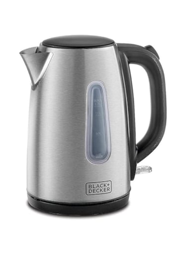 BLACK+DECKER Cordless Electric Kettle, 2200W Power, 1.7L, with Water-Level Indicator, Removable Filter &amp; Auto Shut-Off, Stainless Steel Body, Perfect for Beverages, JC450-B5