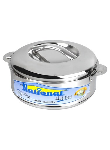 1000ML Stainless Steel Hotpot Casserole Dish in Silver with Tight Locking Lid Insulated Food Warmer Serving Bowl for Dinner Parties Picnics and Camping