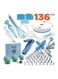 136-Piece Cake Decorating And Baking Accessories Kit With Rotating Turntable Stand Blue