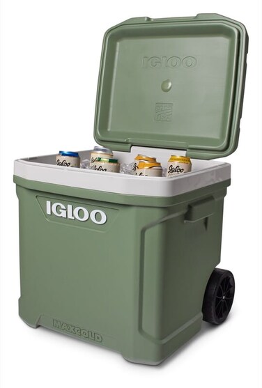 IGLOO-Ecocool Latitude 60 Qt Roller Cooler - Vintage Green