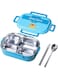 AMERTEER Lunch Bento Box   Lunch Box with 4 Compartments   Leakproof Meal Prep Container with Spoon &amp; Chopsticks   Portable Lunchbox for Kids   Food Storage for School, Office &amp; Travel (Blue)
