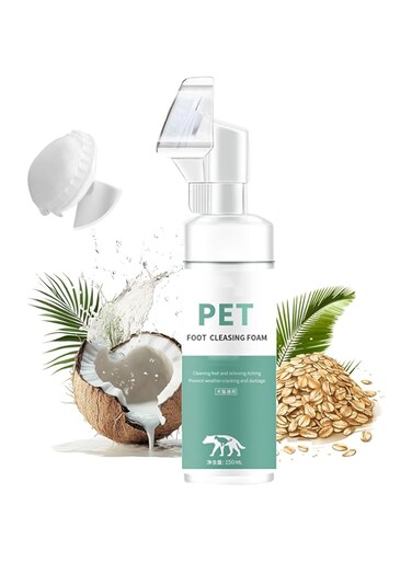 Foaming Paw Cleaner for Dogs and Cats, No-Rinse Foaming Dog Paw Washer with Removable Silicone Bristle Brush