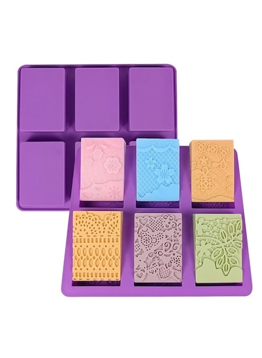 Pattern Soap Silicone Mold Rectangle Mixed Flower Lotion Bar Making Supplies Handmade Embossed Cake Mooncake Accessories