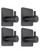 4PCS Adhesive Wall Hooks for Hanging, Waterproof Shower Hooks, Heavy Duty Towel Hooks for Bathrooms, Kitchens, and Offices (Black)