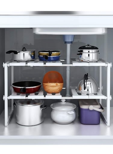 Multi-Functional Rack Adjustable Stainless Steel Under Sink Organizer