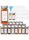 AOZITA 24 Pcs Glass Spice Jars with White Printed Spice Labels - 4oz Empty Square Spice Bottles - Shaker Lids and Airtight Metal Caps - Silicone Collapsible Funnel