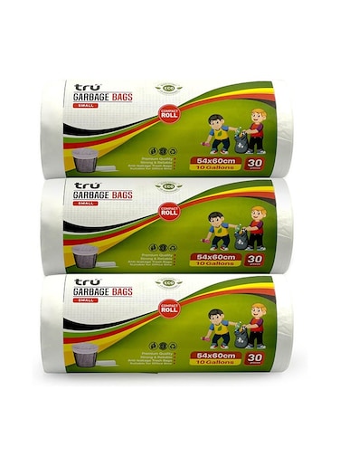 tru Garbage Bags Compact Roll White 54x60cm - Pack of 3
