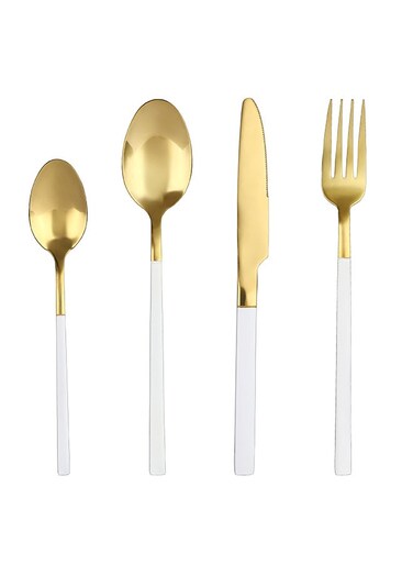 Stainless Steel Cutlery Set White/Gold 23centimeter