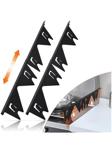 YJing&amp;Z Stainless Steel Stove Gap Covers (2 Pack), Stove Guard, Stove Gap Filler for Kitchen, Range Trim Kit, Heat Resistant, Adjustable Length 35cm to 70cm, Easy to Clean