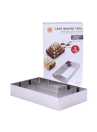 Retangle Cake Baking Tool Set Silver 26x15x.4.50cm