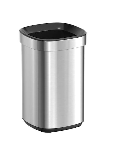 Stainless Steel Trash Can with Open Top Lid &amp; Inner Bucket - Anti-Fingerprint, 8L / 12L / 20L - Modern Waste Bin for Kitchen &amp; Bathroom (12 Liter)