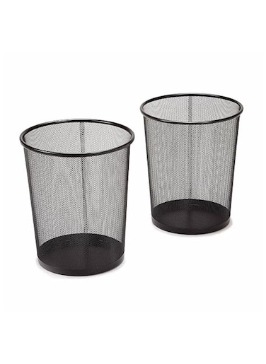 2 Pcs Round Recycling Open Top Mesh Trash Can Waste Basket Without Lid For Home Office College Kitchen And Bathroom Commercial Trash Can Fits Under Desk 28.5X 26 CM Black