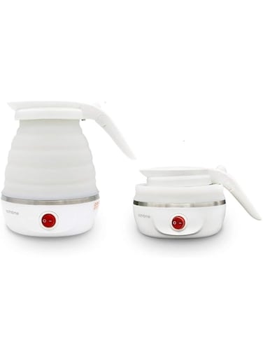 Nathome Travel durable Foldable Electric Kettle Dual Voltage, Fast Water Boiling, Boil-Dry, Portable Kettle 600 watt, stainless steel material - White