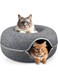 DVEHGF Large Cat Tunnel Bed, 24 * 24 * 11Inch Detachable Felt Donut Cat Bed with Zipper Design, Cat Play Tunnel Bed for Large Cats and Kittens Indoor (Dark Gray)
