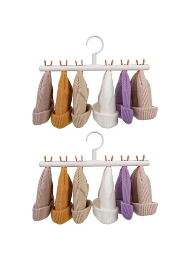 KASTWAVE Cap Organizer Hanger, Hat Rack for Baseball Caps Hat Organizer Holder for Hanger &amp; Room Closet Display, Hat Organizer Hanger Storage Holder with 6 Clips for Hat Scraves Tie Sock (2 Pack)