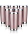 EcoMozz 20oz Tumbler Stainless Steel Vacuum Insulated Mug with Lid, Double Wall Travel Mug, Durable Powder Coated Coffee Cup, Suitable for Ice Drinks and Hot Beverage (Rose gold 6pack)