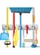 Champs Mop Broom Holder, Wall Mounted Commercial Organizer Storage Rack for Garden Tools, Kitchen, Garage and Laundry [5 Slots with 6 Hooks]
