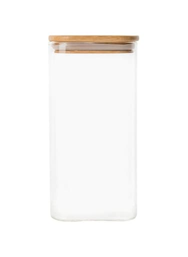 Honey Bee 1.75 Liter Square Glass with Bamboo Cover