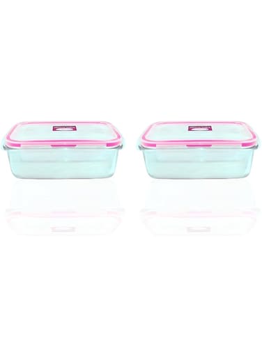 Feelings Airtight Stoarge Glass Stoarge Jar Set (2PCS PINK, 1000 + 1000 Ml)
